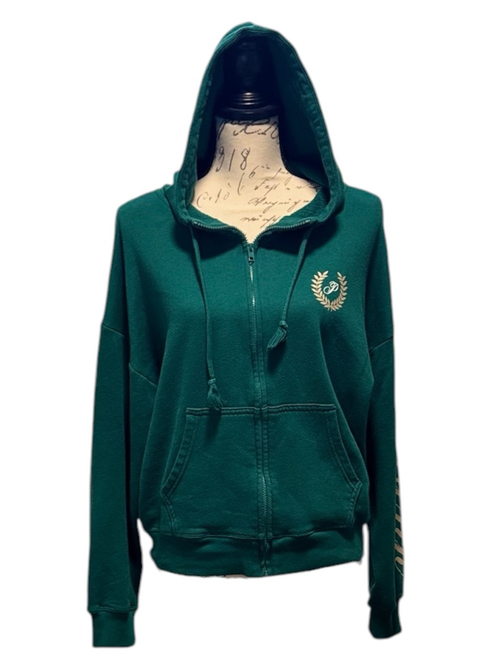 PINK Victoria's Secret Everyday Fleece Full-Zip Green Hoodie